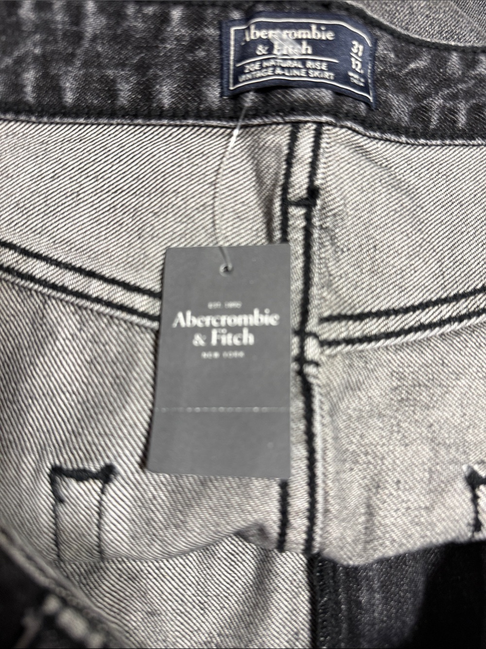 Abercrombie & Fitch Washed Black Distressed Denim Mini Skirt Vintage - Picture 7 of 9